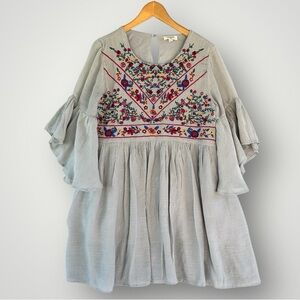 Embroidered Gray Dress
